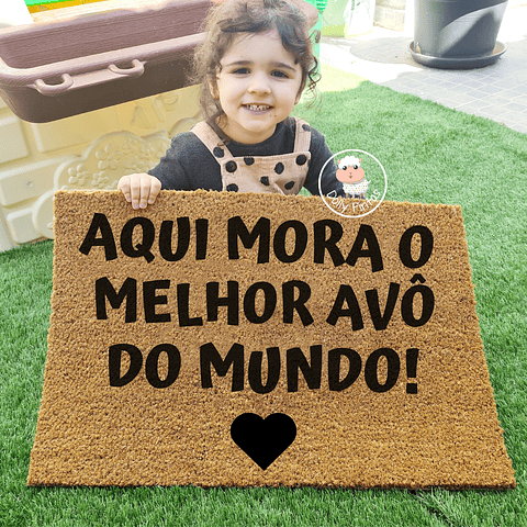 Tapete Entrada "Aqui Mora o Melhor Avô do Mundo!" Personalizado
