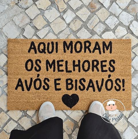 Tapete Entrada "Aqui Moram os Melhores Avós e Bisavós!" Personalizado