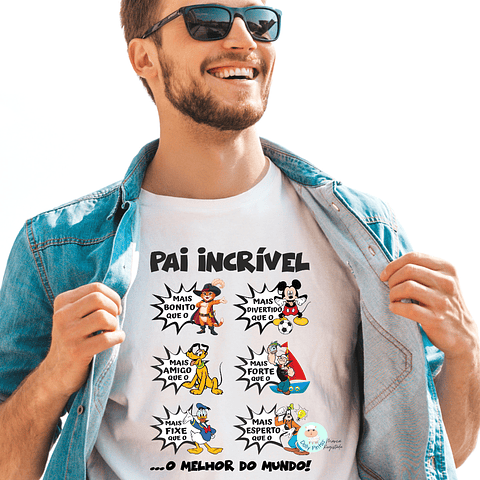 T-shirt "Pai Incrível Personagens" Personalizada (adulto)