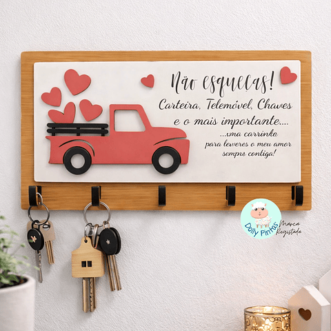 Chaveiro de Parede "Carrinha Corações" Personalizado