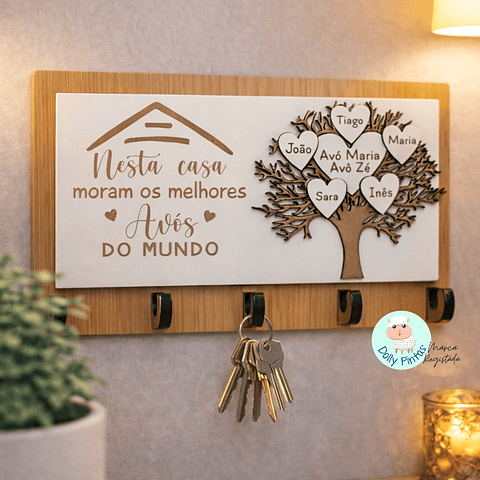 Chaveiro de Parede "Nesta Casa Moram os Melhores" Personalizado
