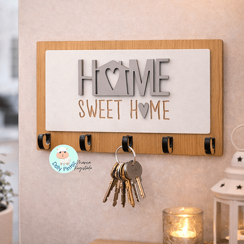 Chaveiro de Parede "Home Sweet Home" Personalizado