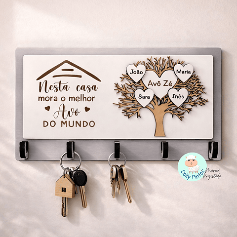 Chaveiro de Parede "Nesta Casa Moram os Melhores" Personalizado