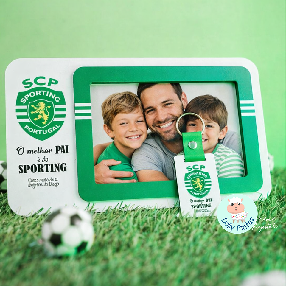 Moldura e Porta-chaves “Melhor Pai Sportinguista” Personalizado 1