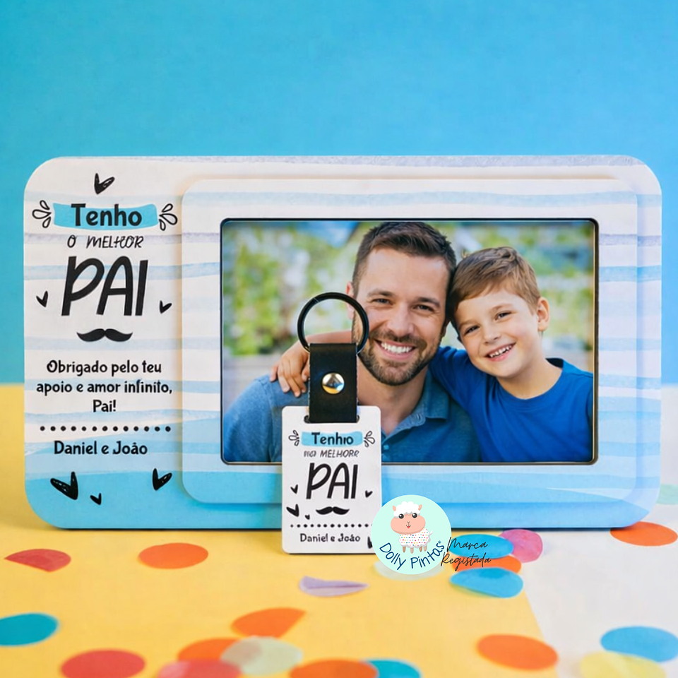 Moldura e Porta-chaves “Melhor Pai do Mundo” Personalizado 1