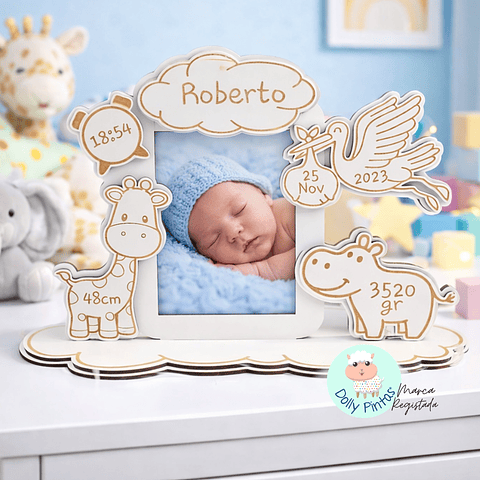 Moldura Foto “Dados de Nascimento Animais” Personalizada