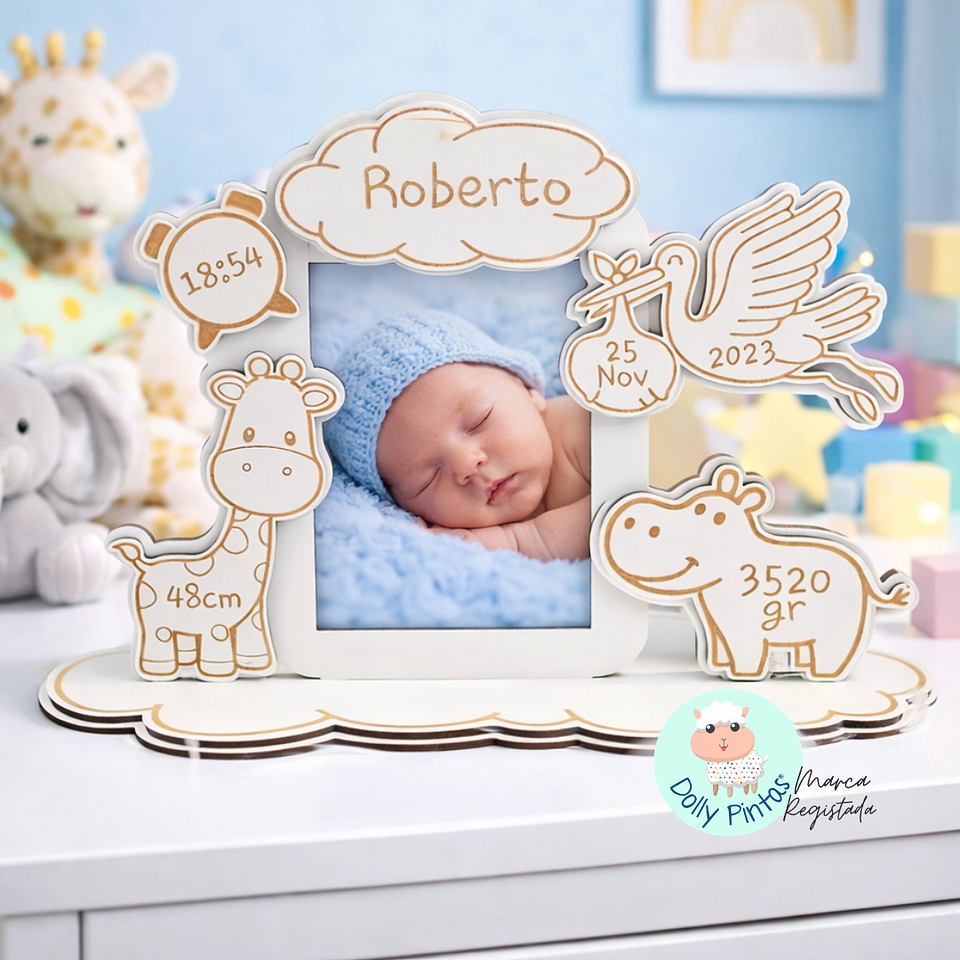 Moldura Foto “Dados de Nascimento Animais” Personalizada 1