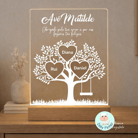 Candeeiro Led "Árvore da Parentescos" Personalizado
