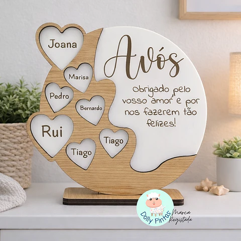 Placa Decorativa Redonda "Parentescos" Personalizada