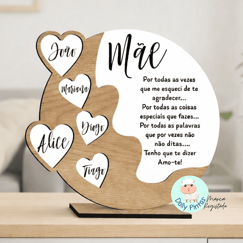 Placa Decorativa Redonda "Parentescos" Personalizada