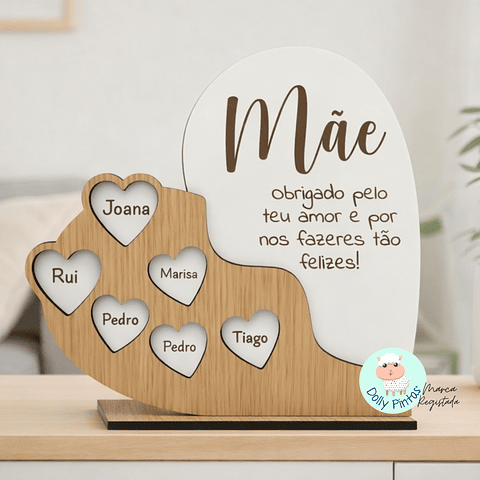 Placa Decorativa Coração "Parentescos" Personalizada
