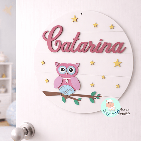Placa de Quarto "Coruja" Personalizada