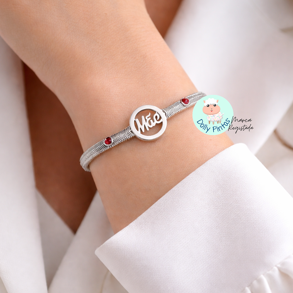 Pulseira e Colar Mãe Elegance com Corações em Aço Inoxidável 4