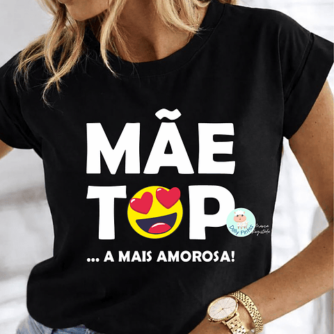 T-shirt "Esta Mãe é Top" com Emoji Corações Personalizada (adulto)