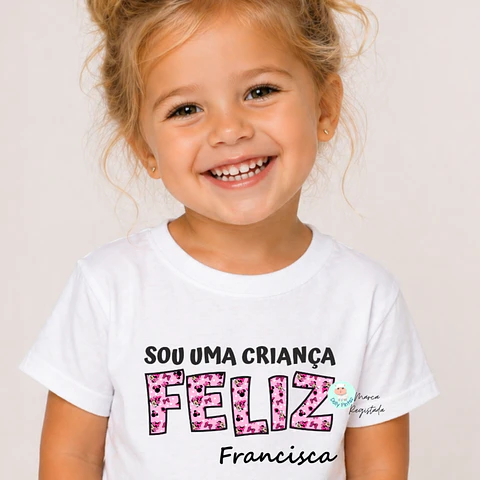 T-shirt "Sou uma Criança Feliz - Minnie" Personalizada (criança)
