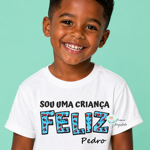 T-shirt "Sou uma Criança Feliz - Homem Aranha" Personalizada (criança)