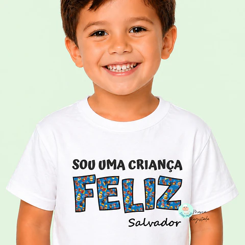 T-shirt "Sou uma Criança Feliz - Patrulha Pata" Personalizada (criança)