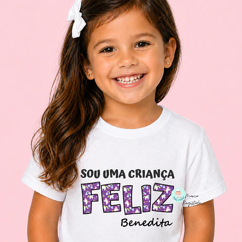 T-shirt "Sou uma Criança Feliz - Unicórnios" Personalizada (criança)