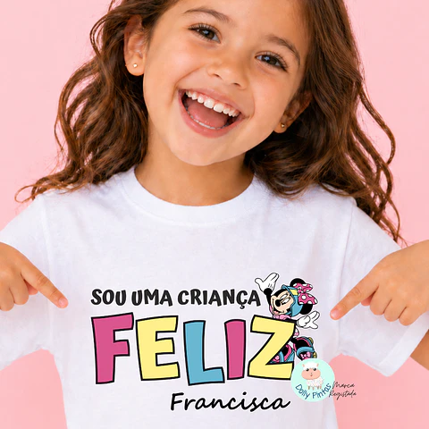 T-shirt "Sou uma Criança Feliz - Minnie" Personalizada (criança)