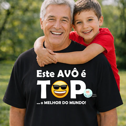T-shirt "Este Avô é Top" com Emoji Óculos de Sol Personalizada (adulto)