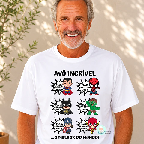 T-shirt "Avô Super Heróis" Personalizada (adulto)