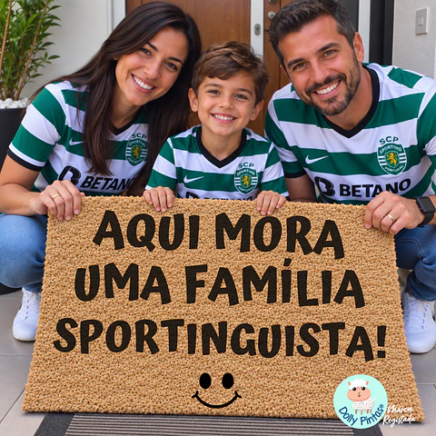 Tapete Entrada "Aqui Mora uma Família Sportinguista!" Personalizado