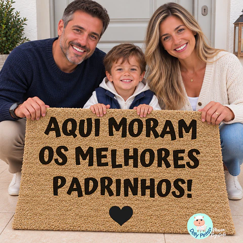 Tapete Entrada "Aqui Moram os Melhores Padrinhos" Personalizado