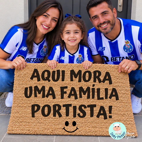 Tapete Entrada "Aqui Mora uma Família Portista!" Personalizado