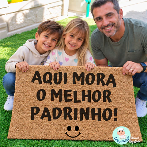 Tapete Entrada "Aqui mora o Melhor Padrinho!" Personalizado