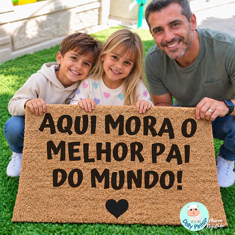 Tapete Entrada "Aqui Mora o Melhor Pai do Mundo!" Personalizado