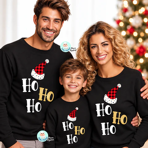 Body e Sweat Natal "Ho Ho Ho" Personalizada (criança e adulto)