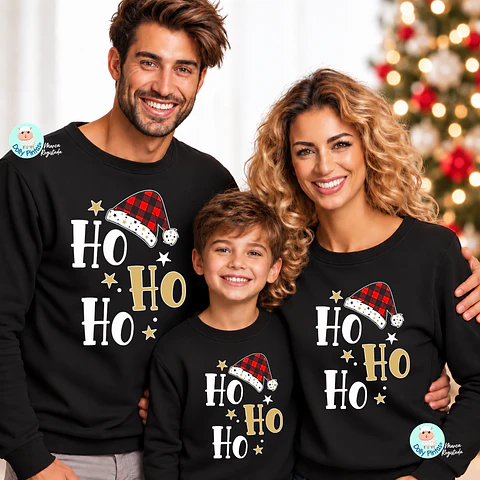 Body e Sweat Natal "Ho Ho Ho" Personalizada (criança e adulto)