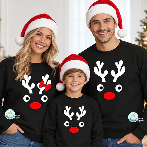 Sweat Natal "Rena Cartoon" Personalizada (criança e adulto)