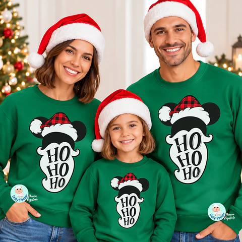 Camisola Sweat Natal "Mickey ho ho ho" Personalizada (criança e adulto)