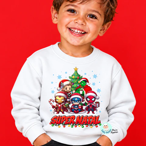 Camisola Sweat Natal "Avengers Super" Personalizada (criança e adulto)