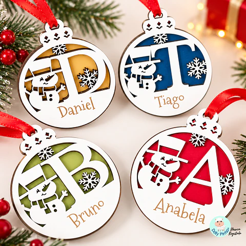 Bolas de Natal "Boneco de Neve " personalizadas
