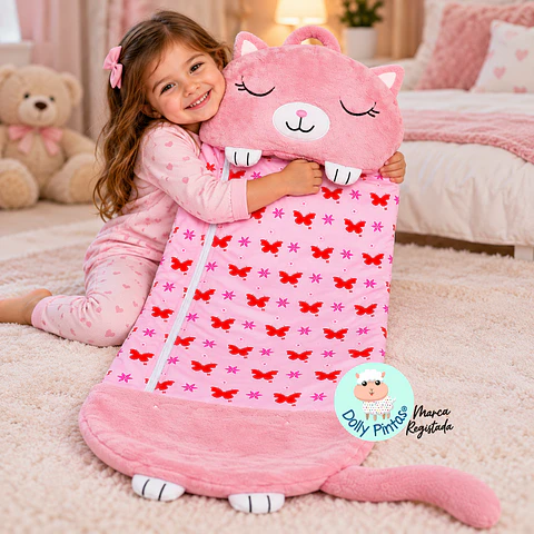 SACO-CAMA GATINHA ROSA (vários tamanhos)