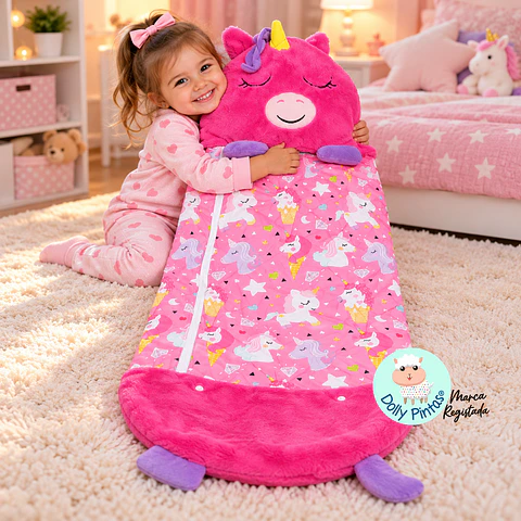 SACO-CAMA UNICÓRNIO ROSA FOFINHO (vários tamanhos)