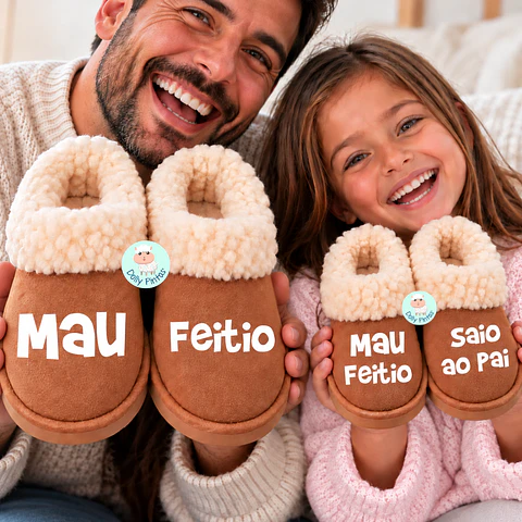 Pantufas "Mau Feitio" Personalizadas - Criança e Adulto