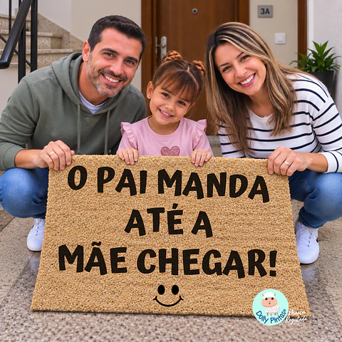 Tapete Entrada "O Paii manda até a mãe chegar!" Personalizado | Dolly Pintas
