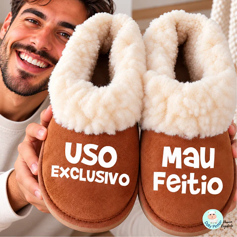 Pantufas "Uso Exclusivo Mau Feitio" Personalizadas - Criança e Adulto