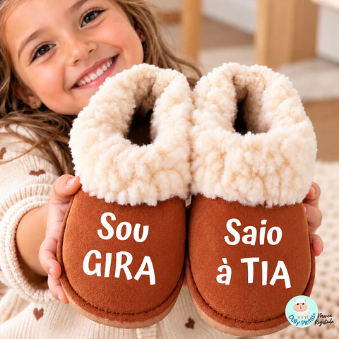 Pantufas "Sou Gira(o) Saio..." Personalizadas - Criança e Adulto
