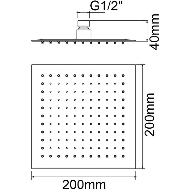 Pulverizador / Cabeça para chuveiro quadrado 20 cm 2