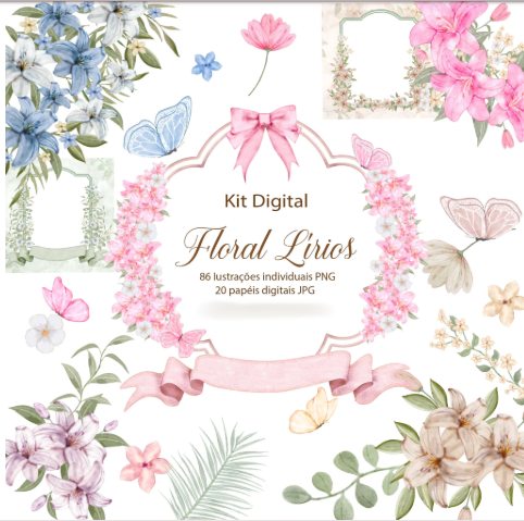 Floral Lírios - Kit Digital 1