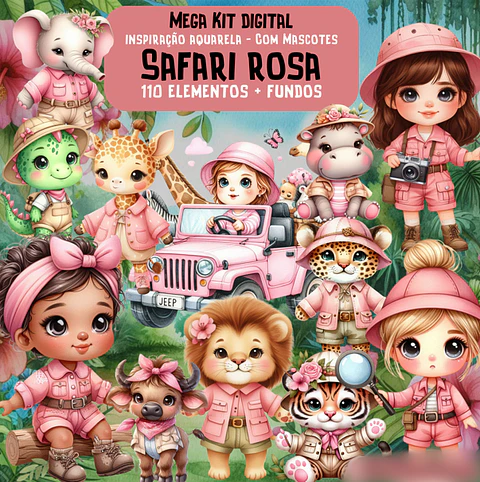 Safari Rosa - Kit Digital