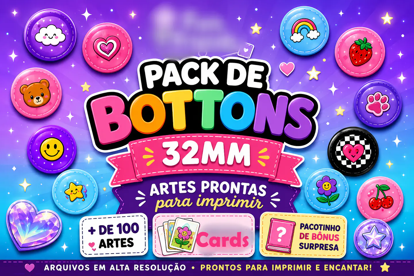 Pack Bottons 32mm - Arquivo de Corte 1