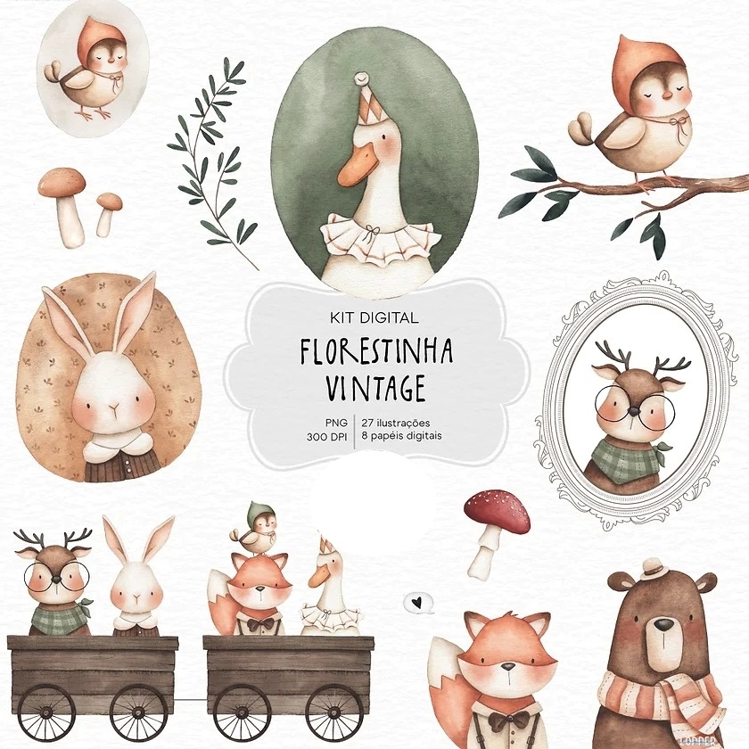  Kit Digital Florestinha Vintage - Kit Digital 1