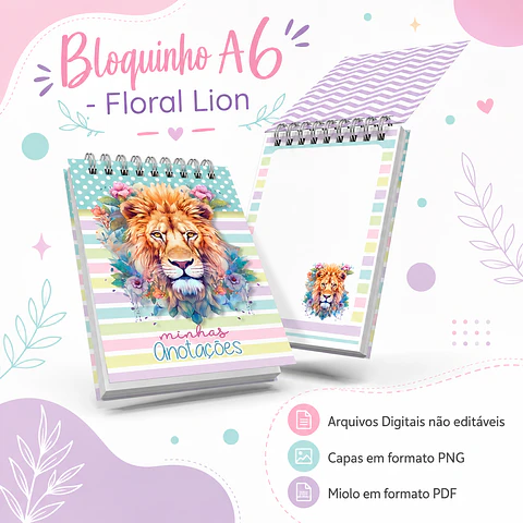 Bloquinho A6 - Leão Floral