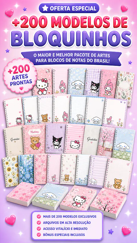 +200 Modelos de Bloquinhos - Encadernação