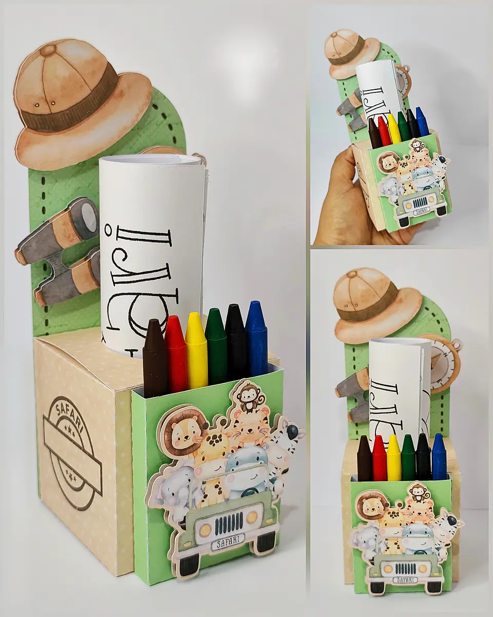 Lembrancinha para colorir Safari- Arquivo de Corte   1